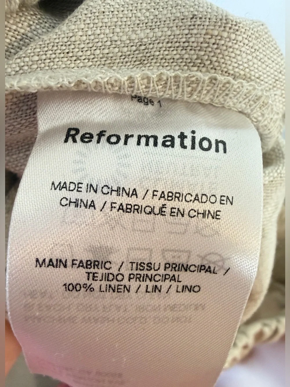Reformation Olina Linen Pant XS Oatmeal NWT Wide Leg Drawstring